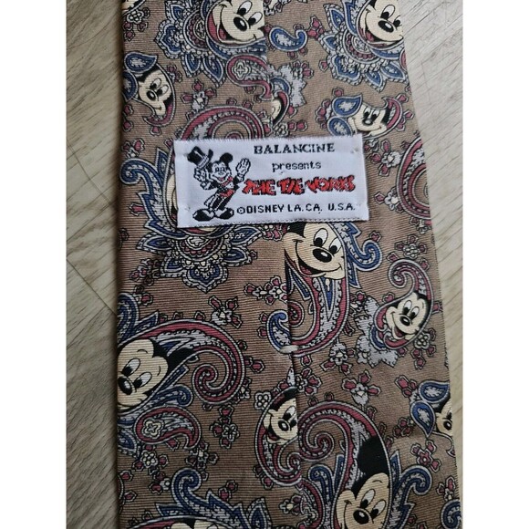 Vintage Disney Mickey Mouse Balancine "The Tie Works" Men's Silk Tie USA Made - Picture 2 of 5